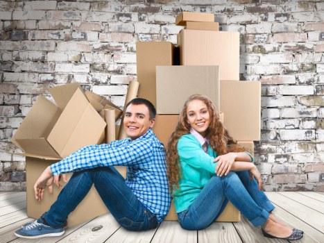 Furniture secured inside a removal van