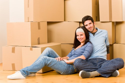 Packing and loading household items into a removal van