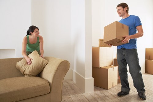 Prepared boxes and furniture ready for moving day in Lambeth